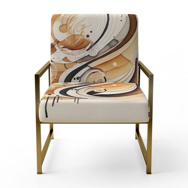 Designart "Brown And Black Movement IV" Upholstered Modern & Contemporary Accent Chair and Modern & Contemporary Arm Chair