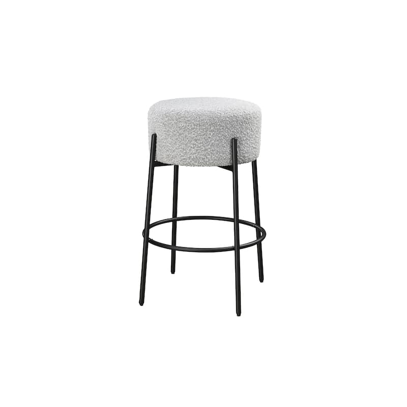 LuXeo Danica Bar Stool Black Steel Legs with Upholstered Seat (Set of 2)