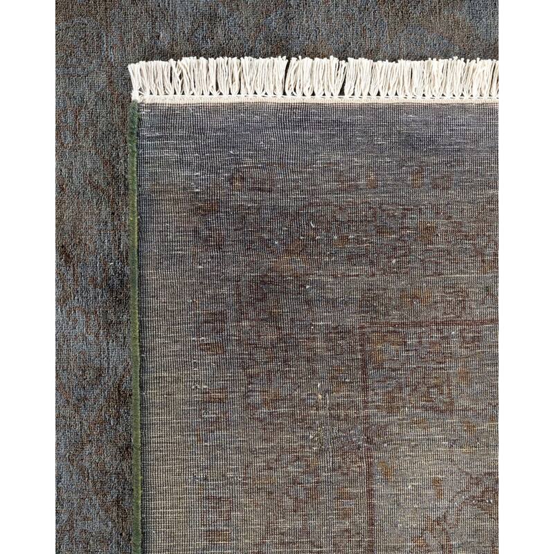 Overton Hand Knotted Wool Vintage Inspired Modern Contemporary Overdyed Gray Area Rug - 9' 2" x 11' 7"
