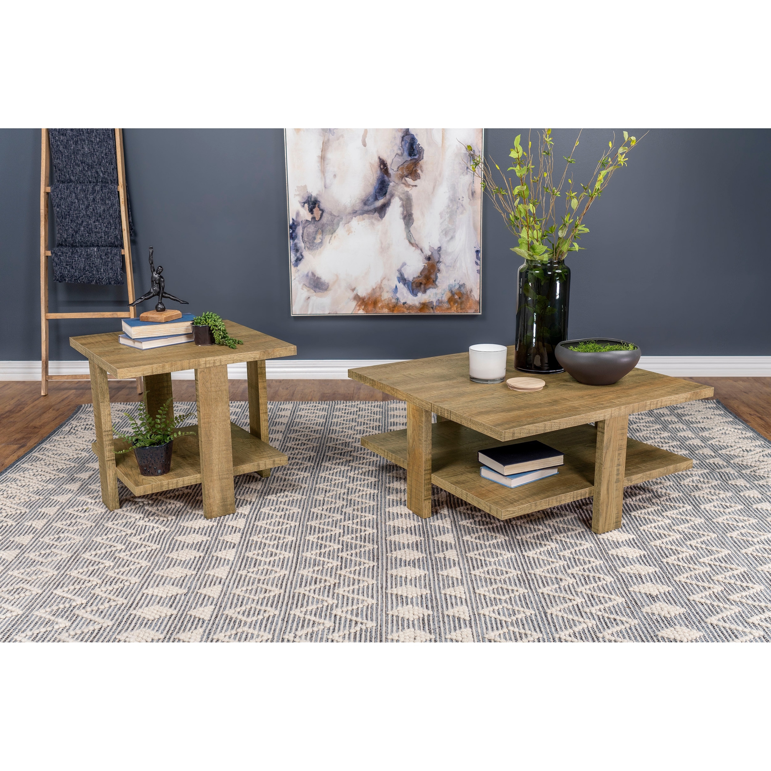 Dawn Round Coffee And End Table Set Mango Brown