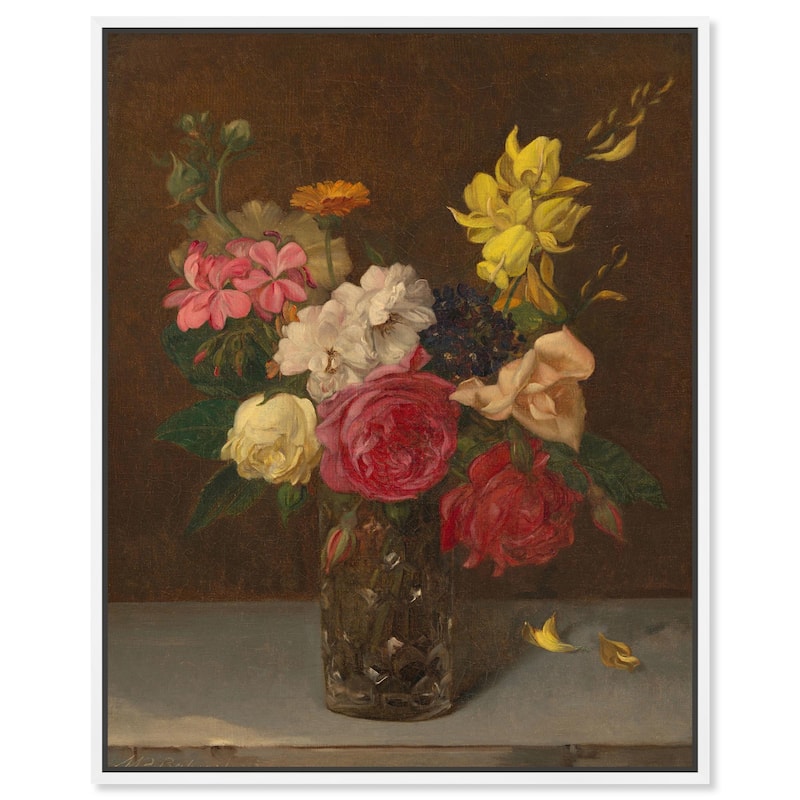 Babcock Flowers in Cut Glass Canvas by Art Remedy - White - 36" x 45"