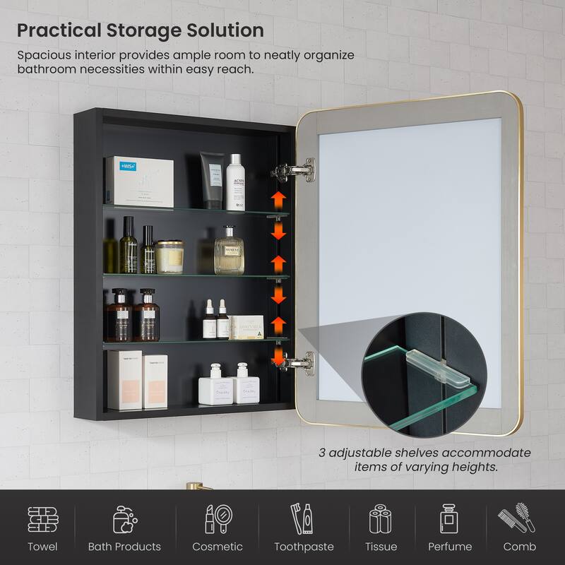 Talayuela Rectangular Aluminum Framed Medicine Cabinet with Mirror