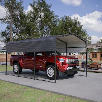 GDFStudio - Oliver Heavy Duty Outdoor Metal Carport with Waterproof Tarpaulin and Reinforced Base