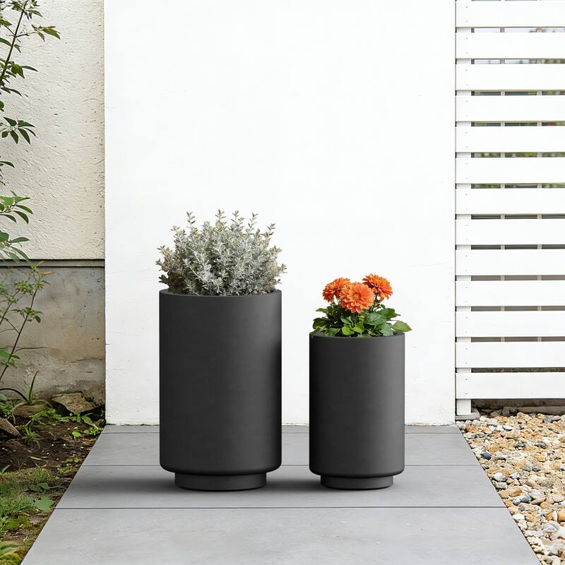 Concrete Cylindrical Planter with Drainage Hole for Indoor & Outdoor