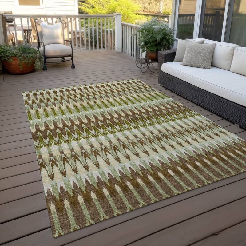Machine Washable Indoor/ Outdoor Chantille Moroccan Rug - Green - 5' x 7'6"