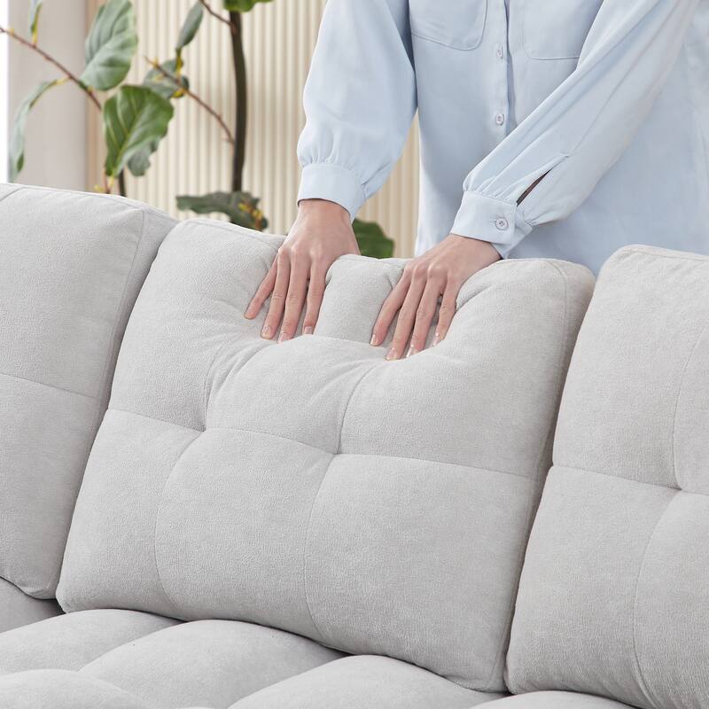 Anmytek L-Shaped Reclining Sectional Sofa Bed With USB USB-C Charging Ports Reclining Storage & Arm Organizer Pocket