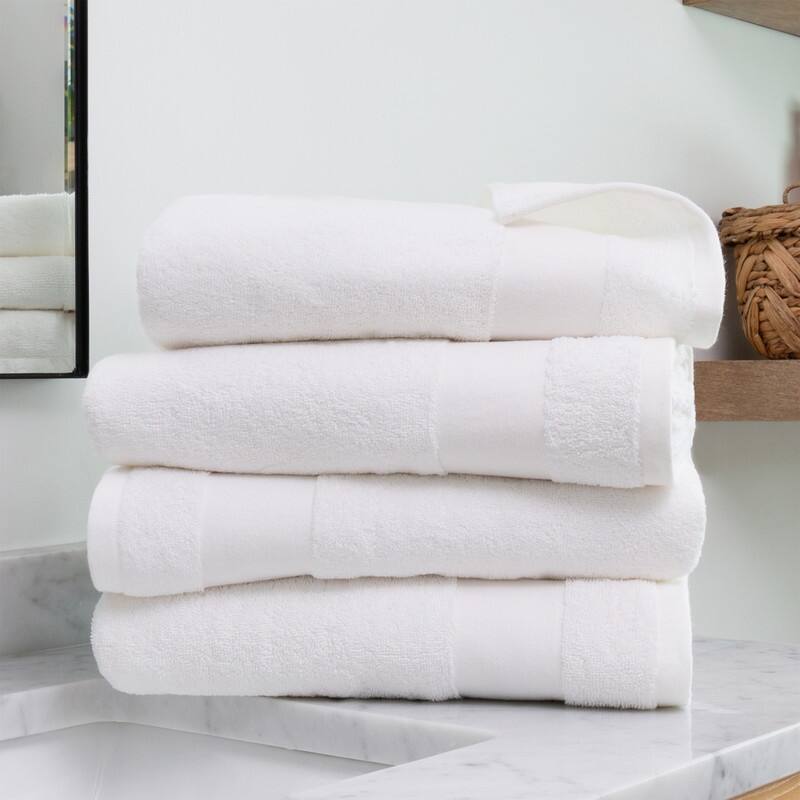 Becky Cameron Premium Ultra Soft Cotton 4pc Bath Towel Set - 4 Pack - White