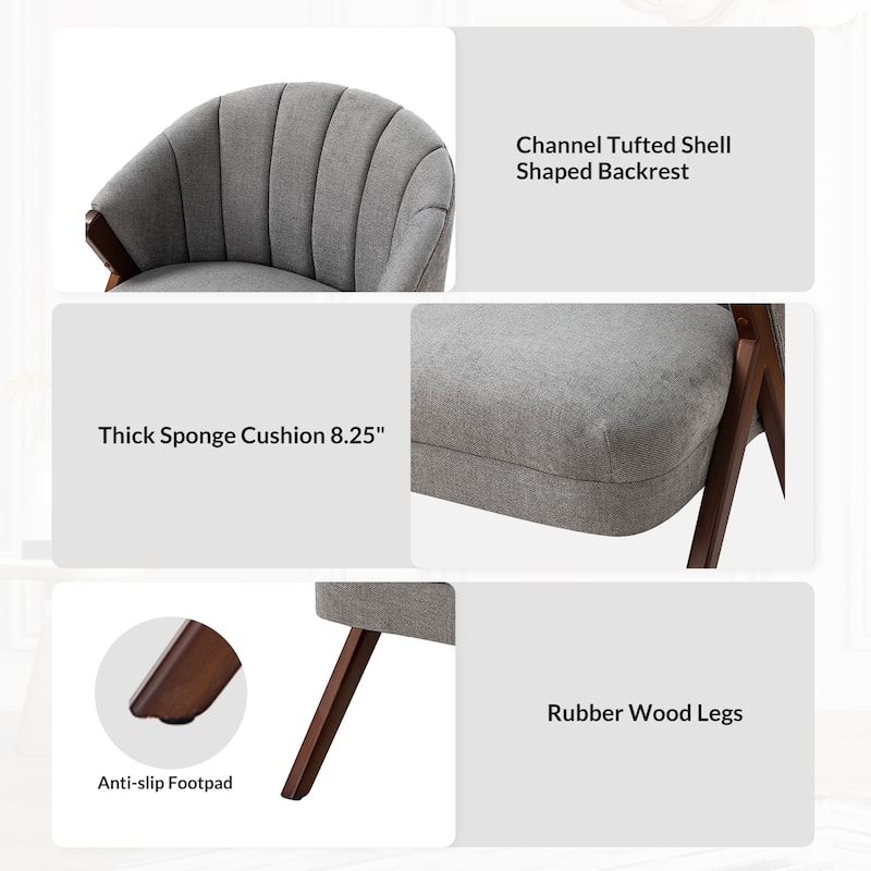 Vivian Mid-century Barrel Chair with a Scalloped Back Set of 2 by HULALA HOME