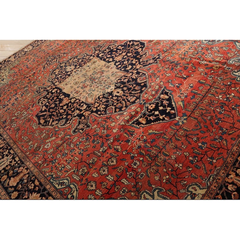 Hand Knotted Ferahan Rose Persian Wool Traditional Oriental Area Rug - 8' 11'' x 11' 5''