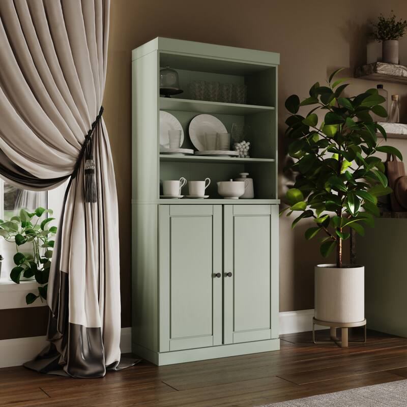 100% Solid Wood 32" Kitchen Pantry Cabinet with 2 Doors by Palace Imports - Sage - Solid