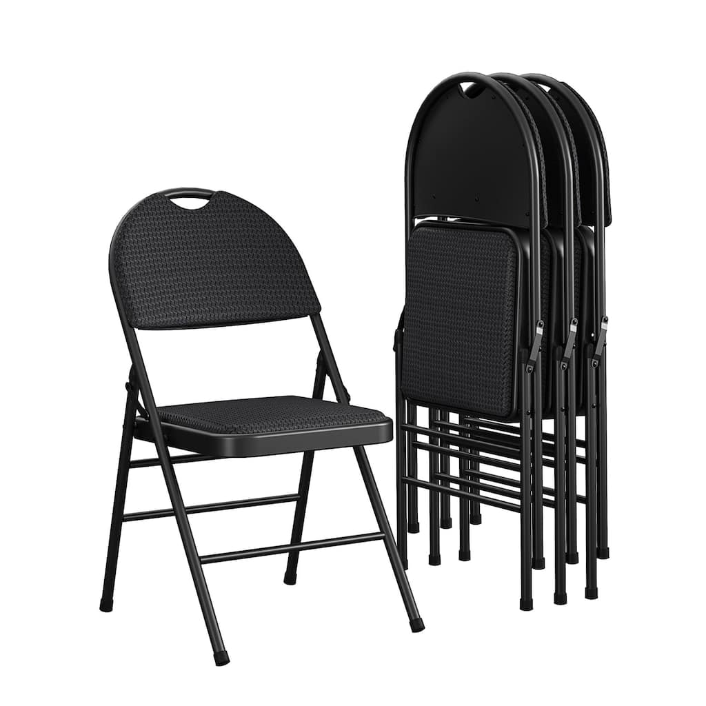 COSCO Commercial XL Comfort Fabric Padded Metal Folding Chair, 4-Pack