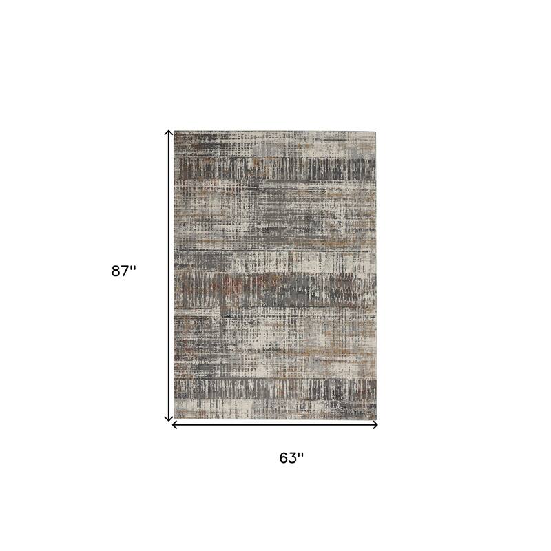Power Loomed Abstract Modern Area Rug - 87' X '63' X '0.38