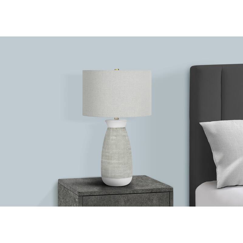 Ceramic Table Lamp 27 Inch Height with Linen Shade 3 Way Switch