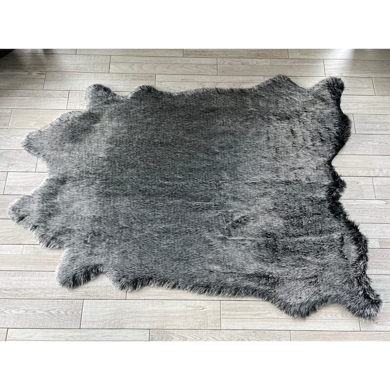 Silver Orchid Luxurious Faux Bison Skin Shag Rug