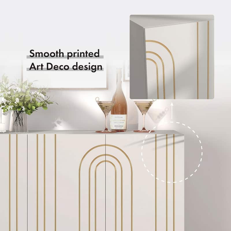 DH BASIC Modern Adjustable 4-Shelf Dining Sideboard Buffet with Storage Cabinet by Denhour