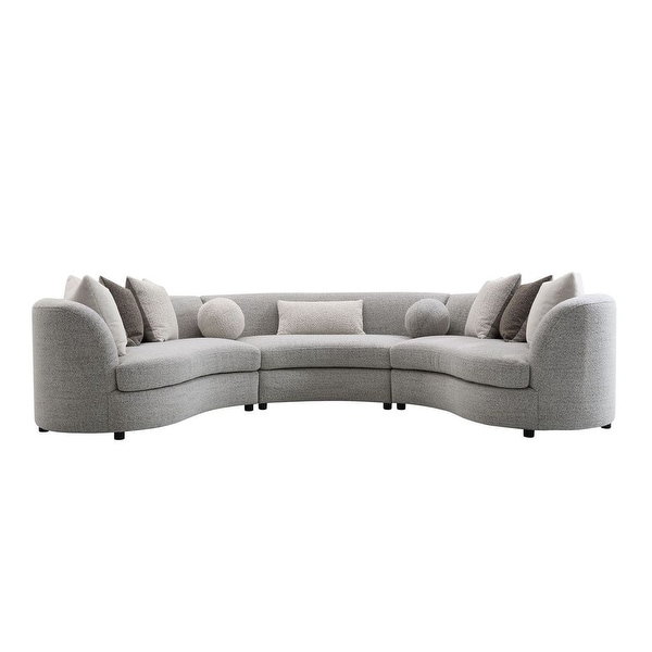 ACME Ivria Sectional Sofa W/9 Pillows, Gray Boucle - Bed Bath