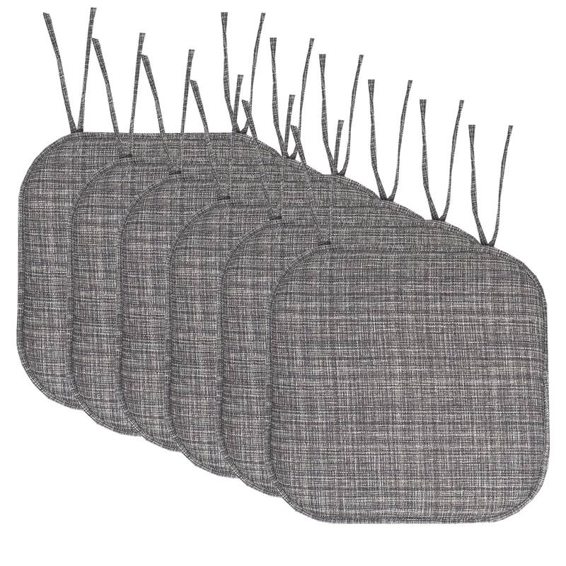 Aria Memory Foam Non-Slip Chair Pad with Ties - Grey - Set of 6
