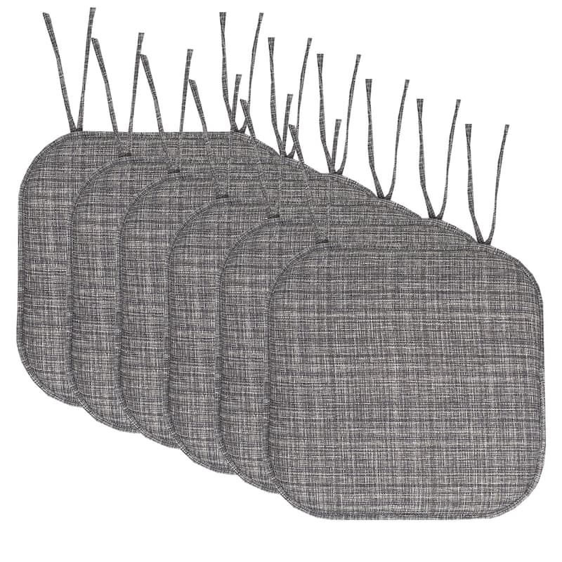 Aria Memory Foam Non-Slip Chair Pad with Ties - Set of 6 - Grey