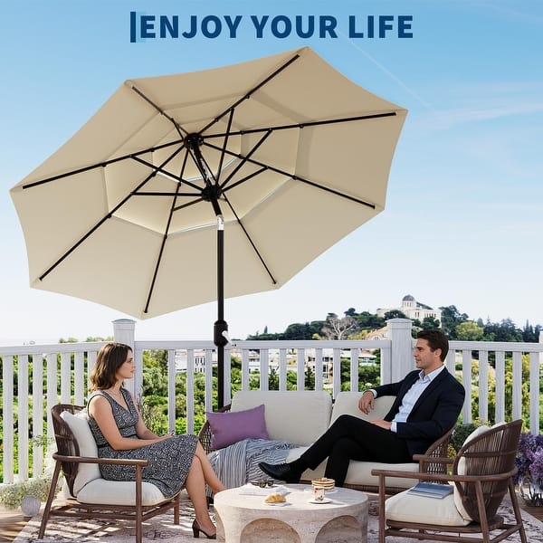 7 beige patio umbrella with tilt Sunnyglade 7.5' Outdoor Table Umbrella Crank this umbrella offers practical functionality in a classic market style.For safety JEAREY 7. 5ft Steel Beige