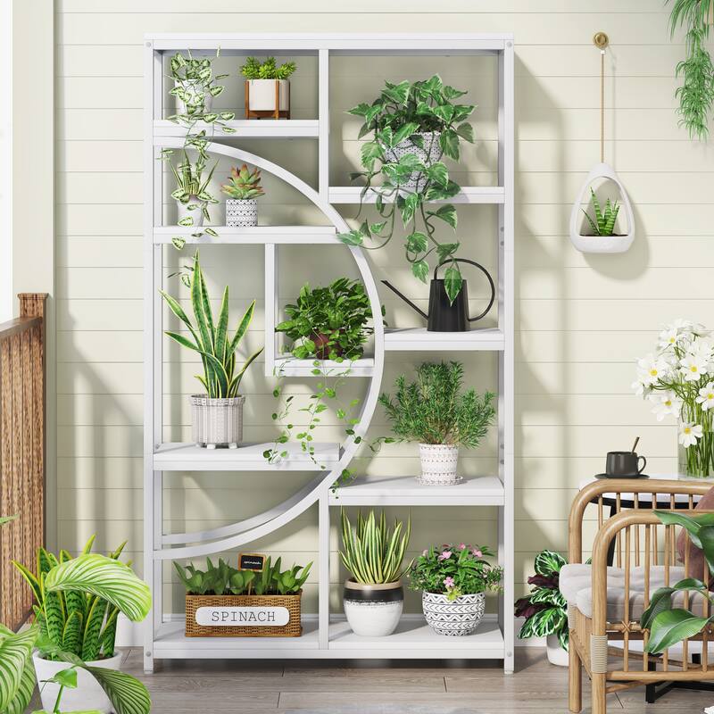 5-Tier Industrial Bookshelf, Open Etagere Storage for Living Room - White - 1 Pack