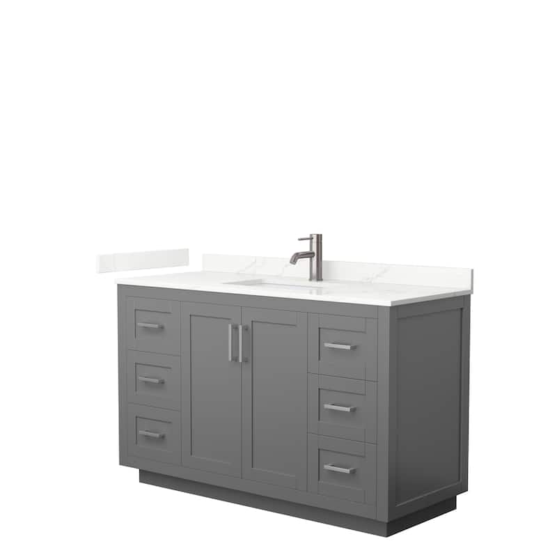 Miranda 54-inch Single Vanity, Quartz Top - Dark Gray, Nickel Trim, Giotto Quartz Top