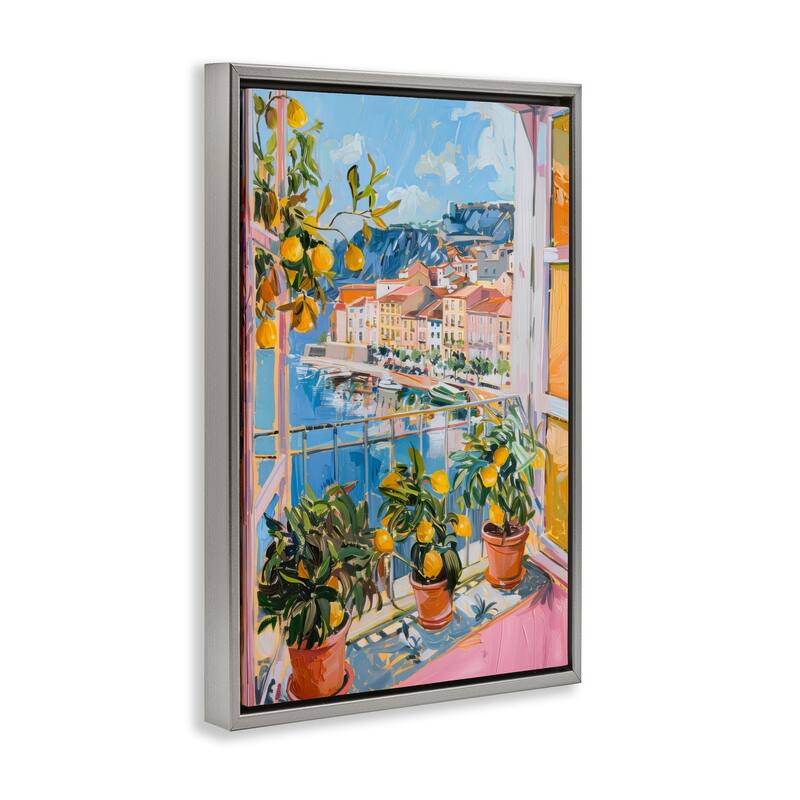 Stupell Seaside Town Window View Framed Floater Canvas Wall Art Design By LSR Design Studio