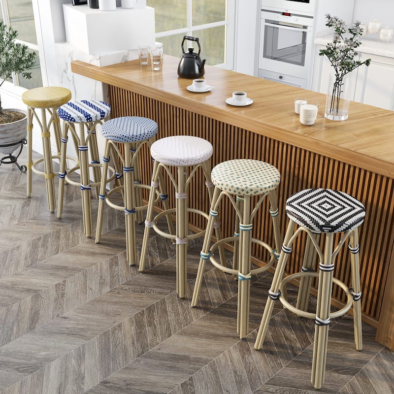 Elena Bohemian Round Wicker Patio Stools (Set of 2) by Furniture of America