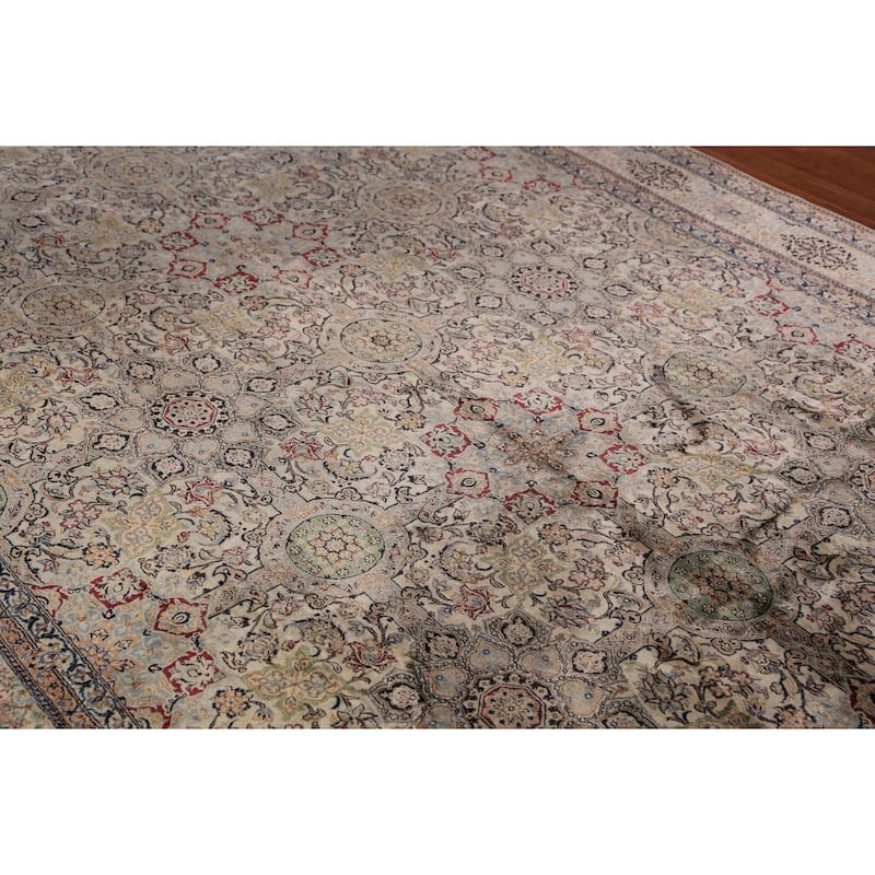 Handmade Silk Nain Persian Area Rug Oriental Carpet - 7'5"x 10'9"
