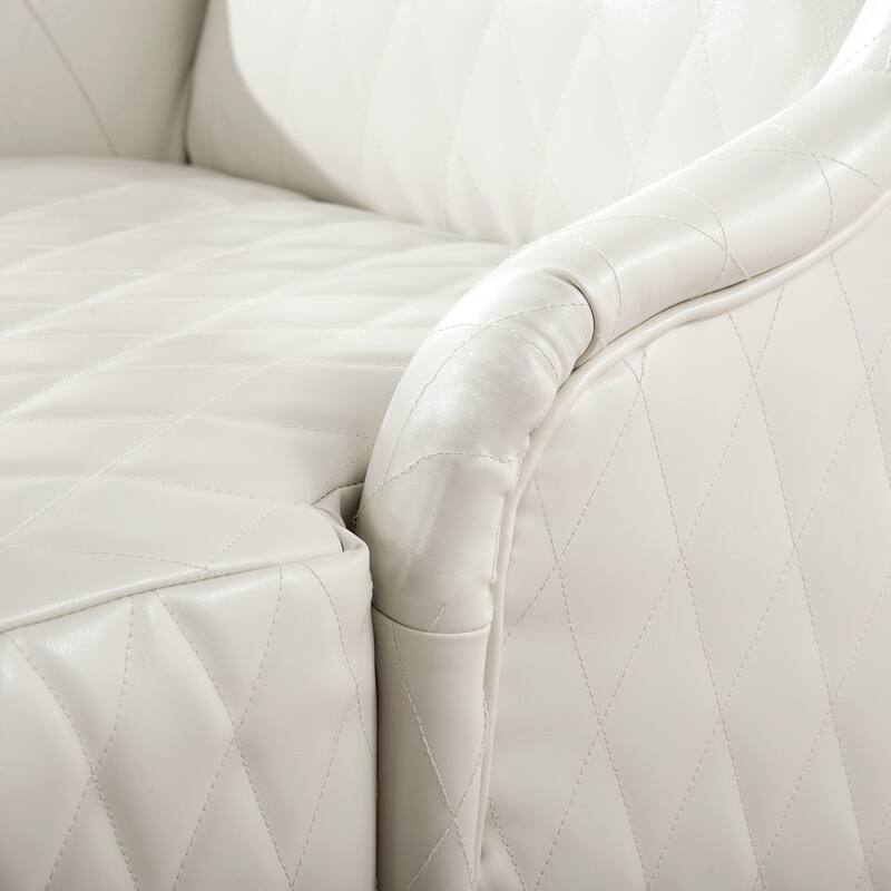 Faux Leather Wingback Chair with Wooden Legs and High Back Support