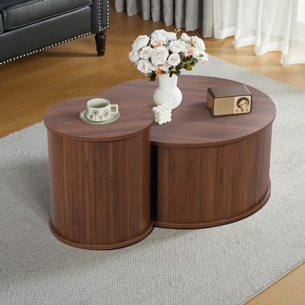29.13in.W 2-Piece Round Storage Nesting Coffee Table - On