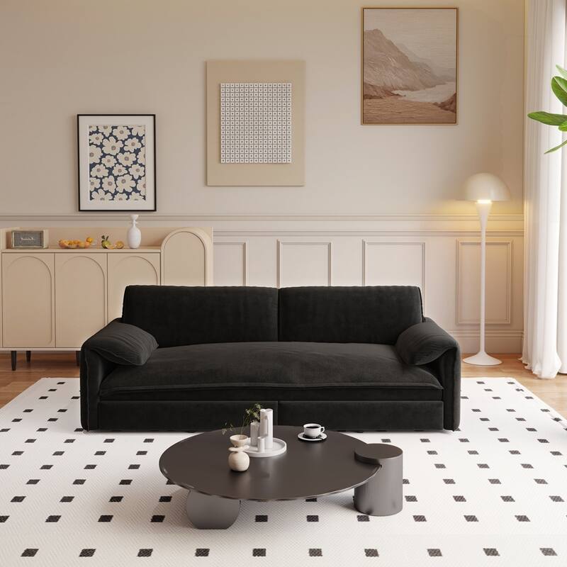 Convertible Sleeper Sofa Multi-Functional Velvet Loveseat Bed