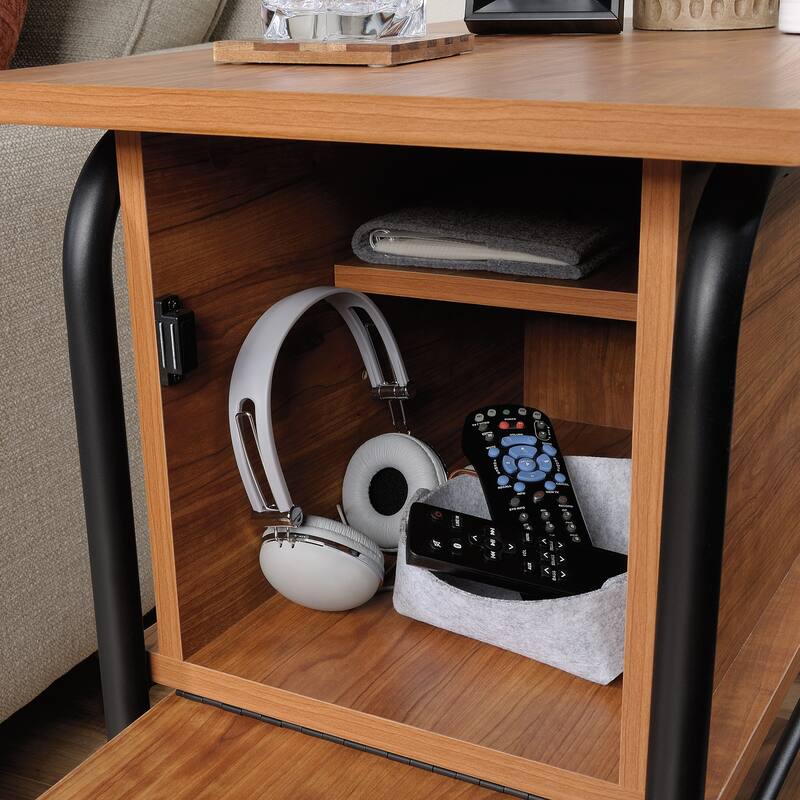 Brown Shaker Style Side Table with Adjustable Shelf Compact Living Room