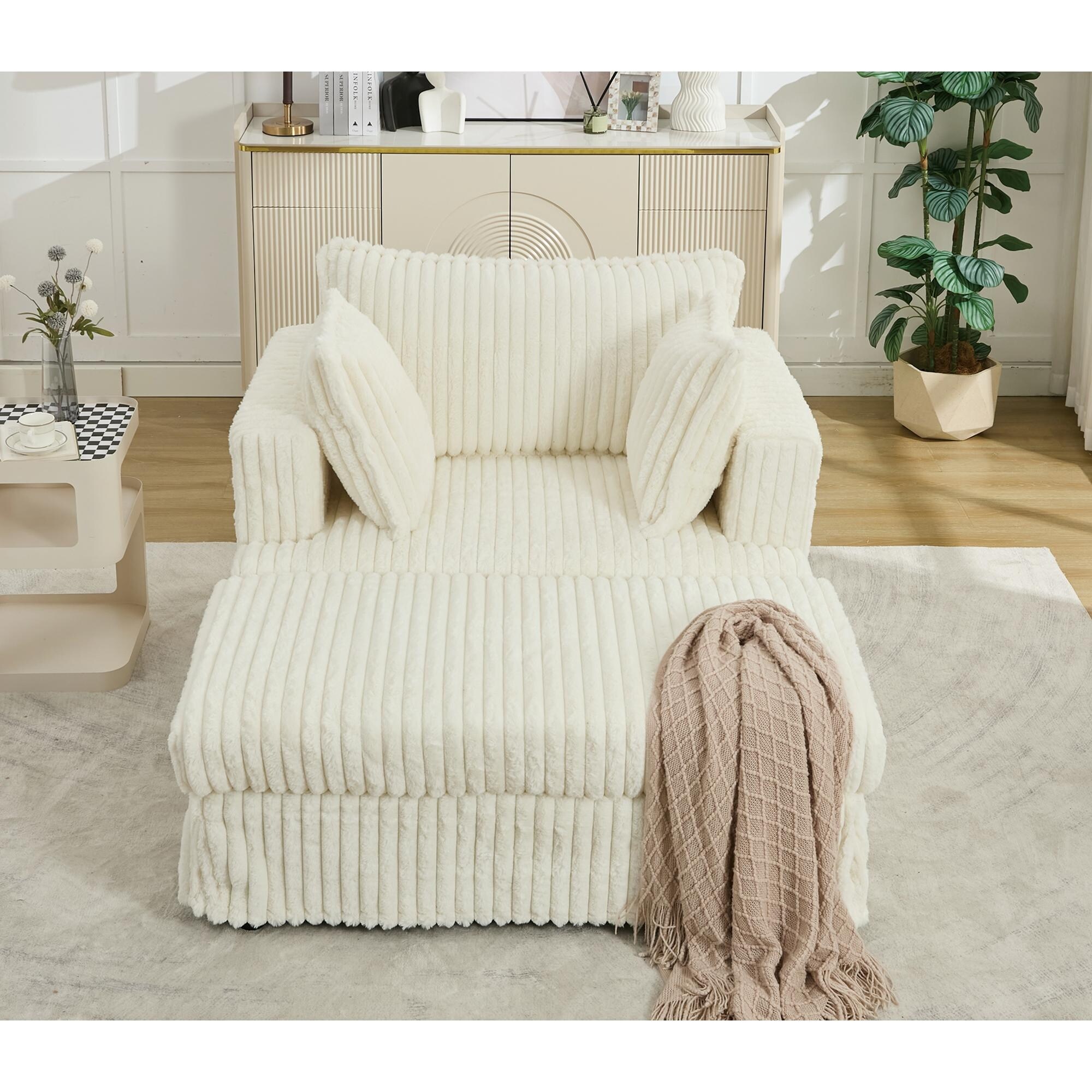 Oversized Deep Seating Chaise Sofa with Removable Footstool Beige Bed Bath Beyond 42028953