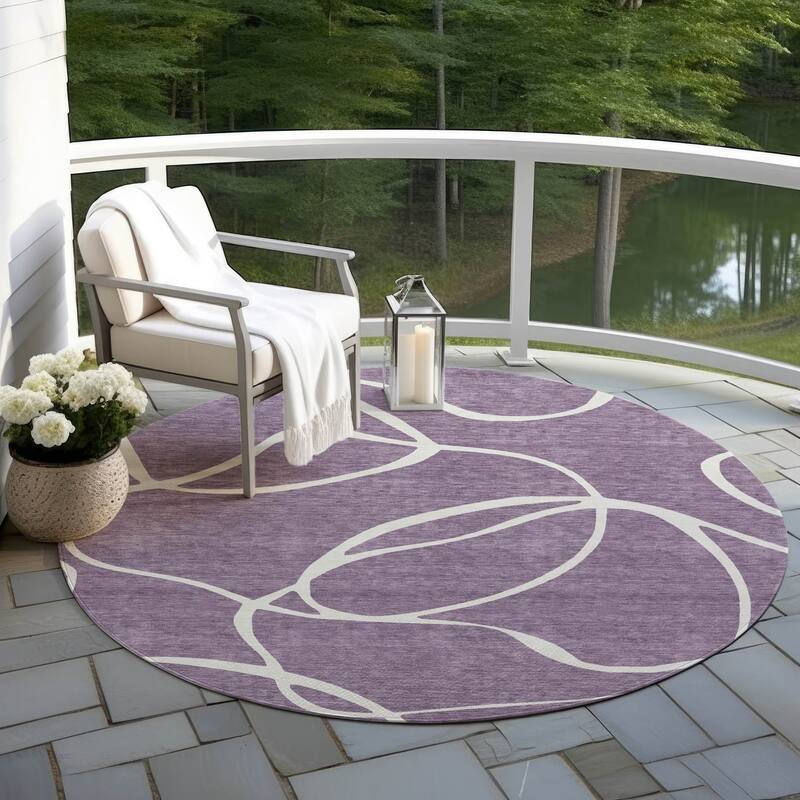 Machine Washable Indoor/ Outdoor Abstract Modern Chantille Rug