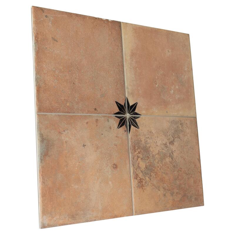 Merola Tile Kings Nonna with Black Star 17-7/8" x 17-7/8" Porcelain Floor and Wall Tile