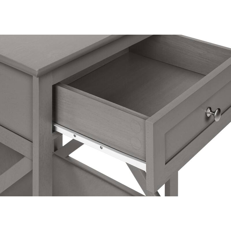 Accent Table, End, Side Table, 2 Tier, Bedroom, Nightstand, Lamp, Storage Drawer, Antique Grey Veneer, Transitional