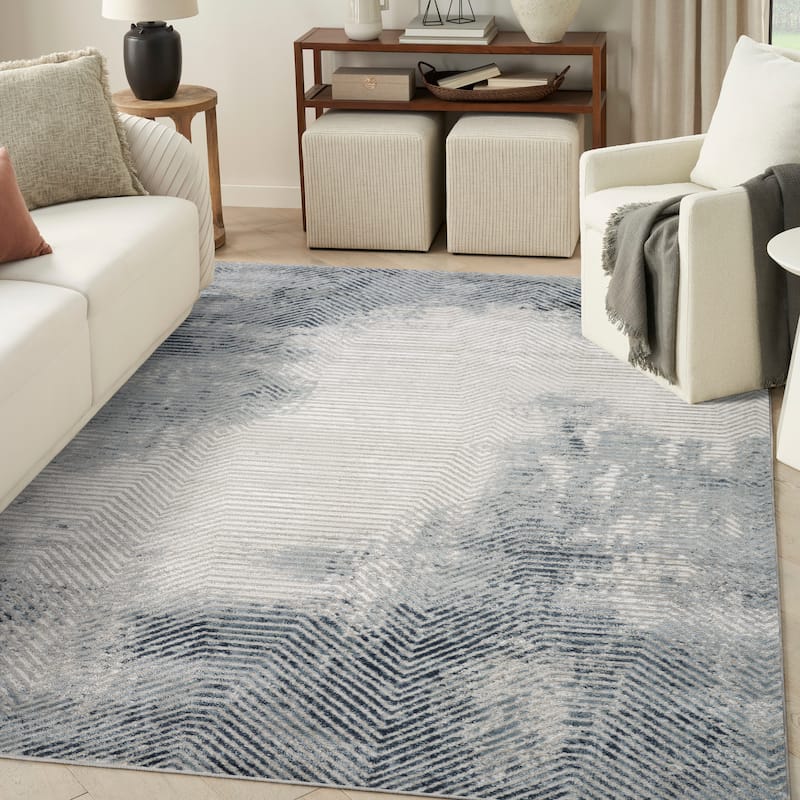 Nourison Home Dekor Indoor only Grey Persian Area Rug - Grey/Navy - 7'10" x 9'10"