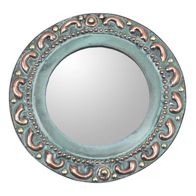 Handmade Green Colonial Waves Copper And Bronze Wall Mirror(Peru)