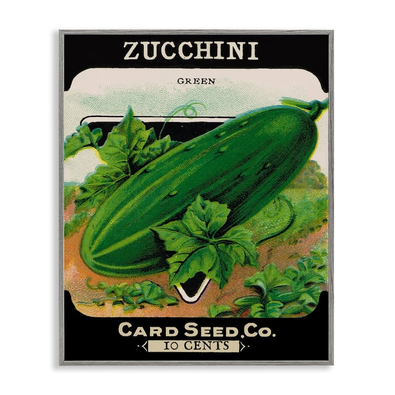 Stupell Vintage Garden Zucchini Framed Giclee Art Design By Lil' Rue - 11 x 14 - Grey