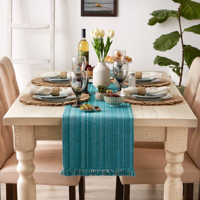 DII Variegated Taupe Fringe Table Runner 13x72