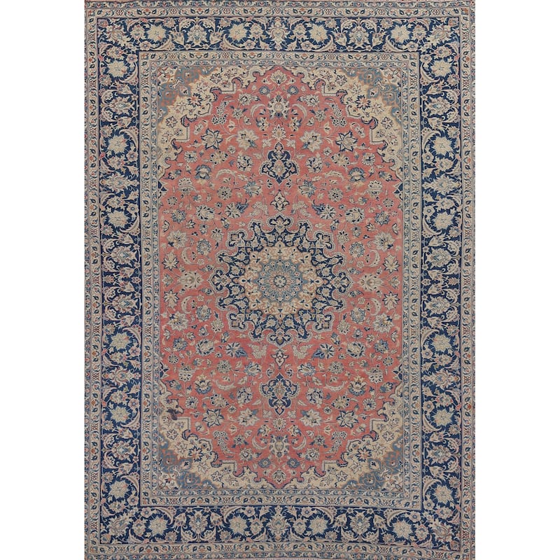 Traditional Pink Najafabad Persian Vintage Rug Handmade Wool Carpet - 9'8" x 12'9"