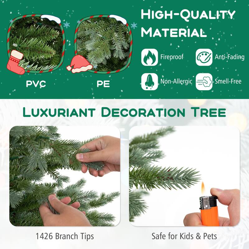 Costway 5 FT Artificial Christmas Tree with 1426 Lush PVC & PE Tips