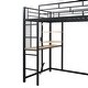 preview thumbnail 55 of 77, Twin/Full Size Loft Bed with Bulit-in Desk and LED Light, Metal Loft Bedframe with Wardrobe, Storage Shelves and Power Outlet