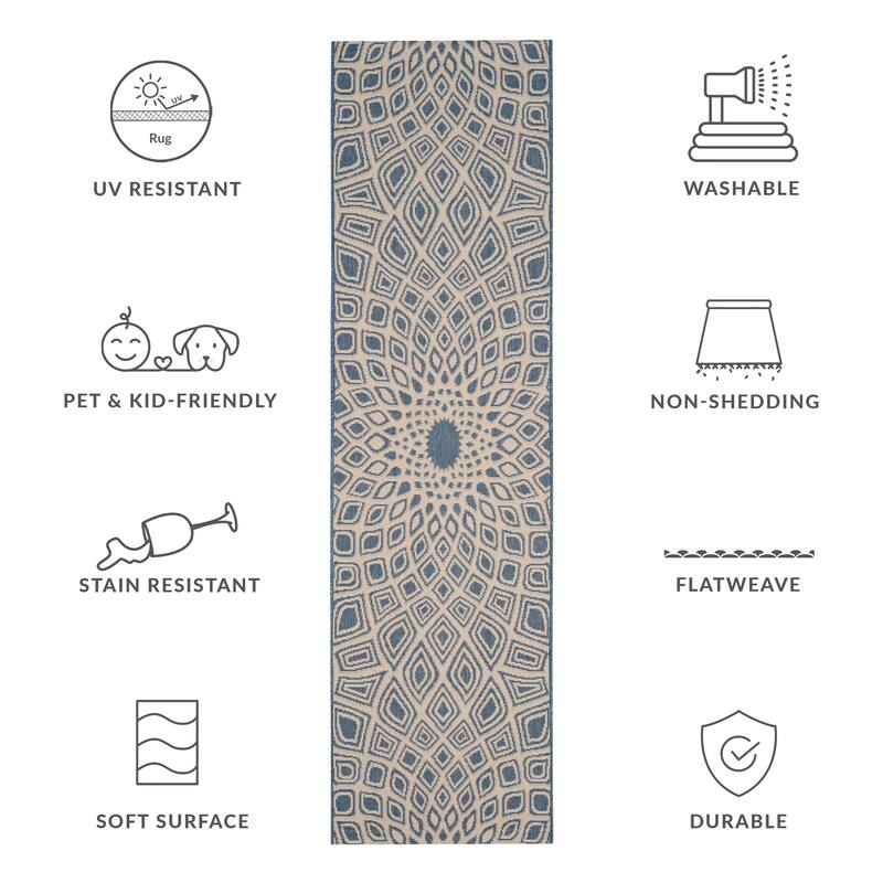 SAFAVIEH Courtyard Misako Indoor/ Outdoor Waterproof Patio Backyard Rug