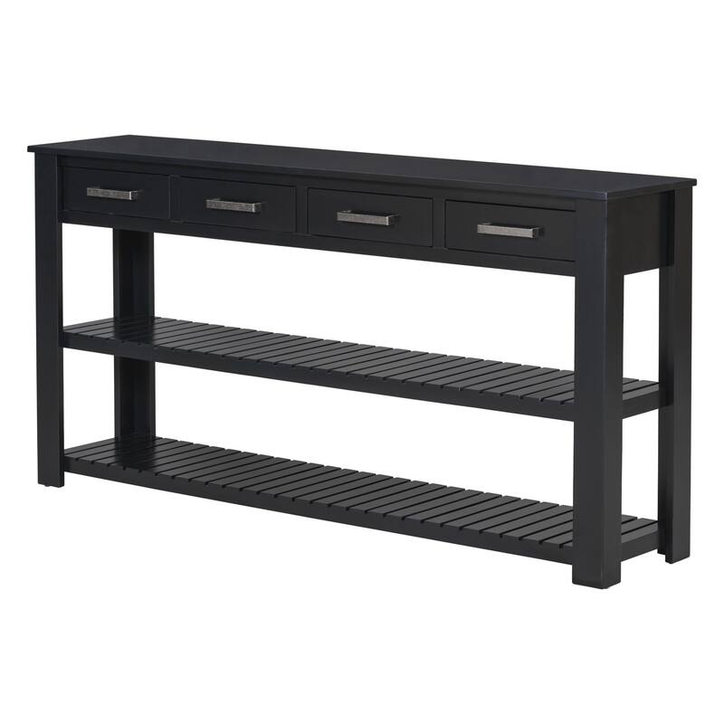 Entryway Console Table with 4 Drawers and 2 Shelves, Suitable for Entryways, Living Rooms