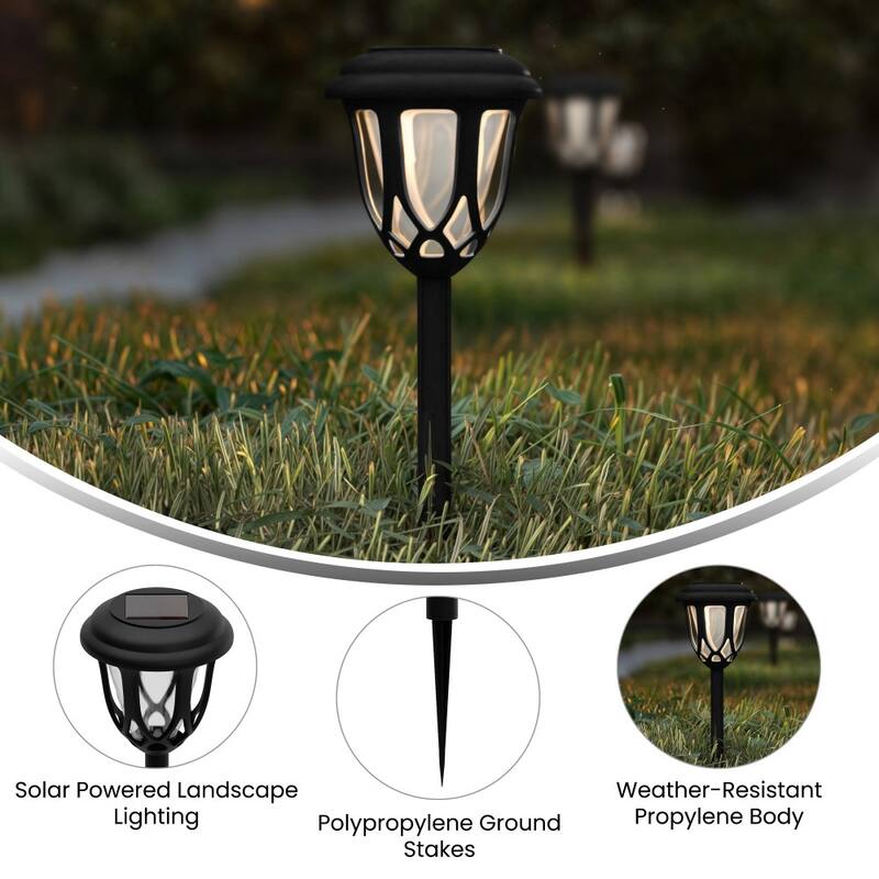 All - Weather Tulip Design Solar Powered LED Garden & Pathway Lights - Set of 8