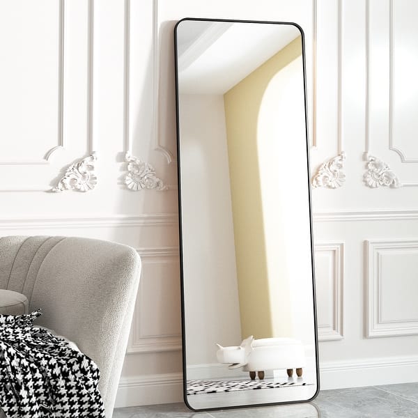 64 x 21 Full Length Floor Mirror with Rounded Corners On Sale Bed