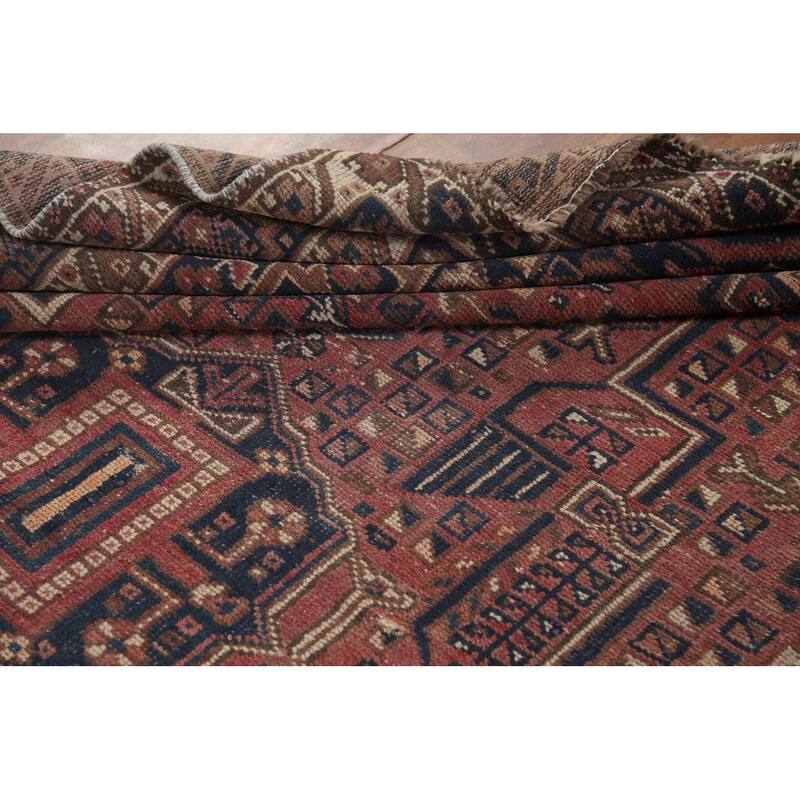 Geometric Sirjan Persian Vintage Area Rug Handmade Wool Carpet - 6'7"x 9'7"