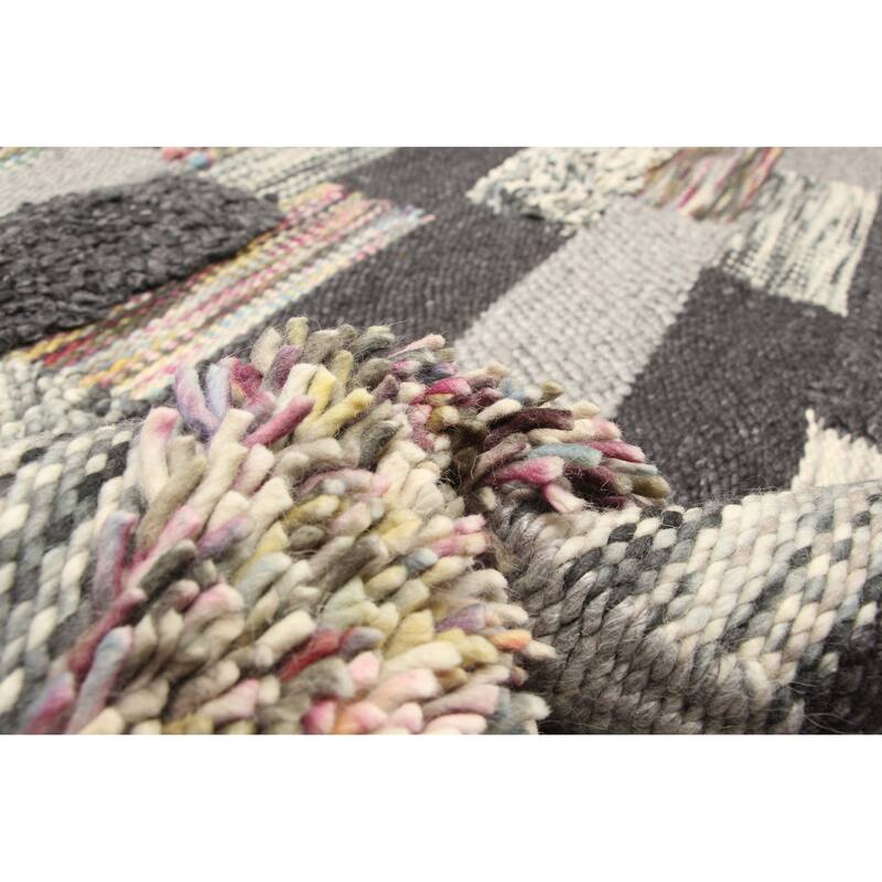 ECARPETGALLERY Braid weave Sienna Grey Wool Rug - 5'8 x 7'9
