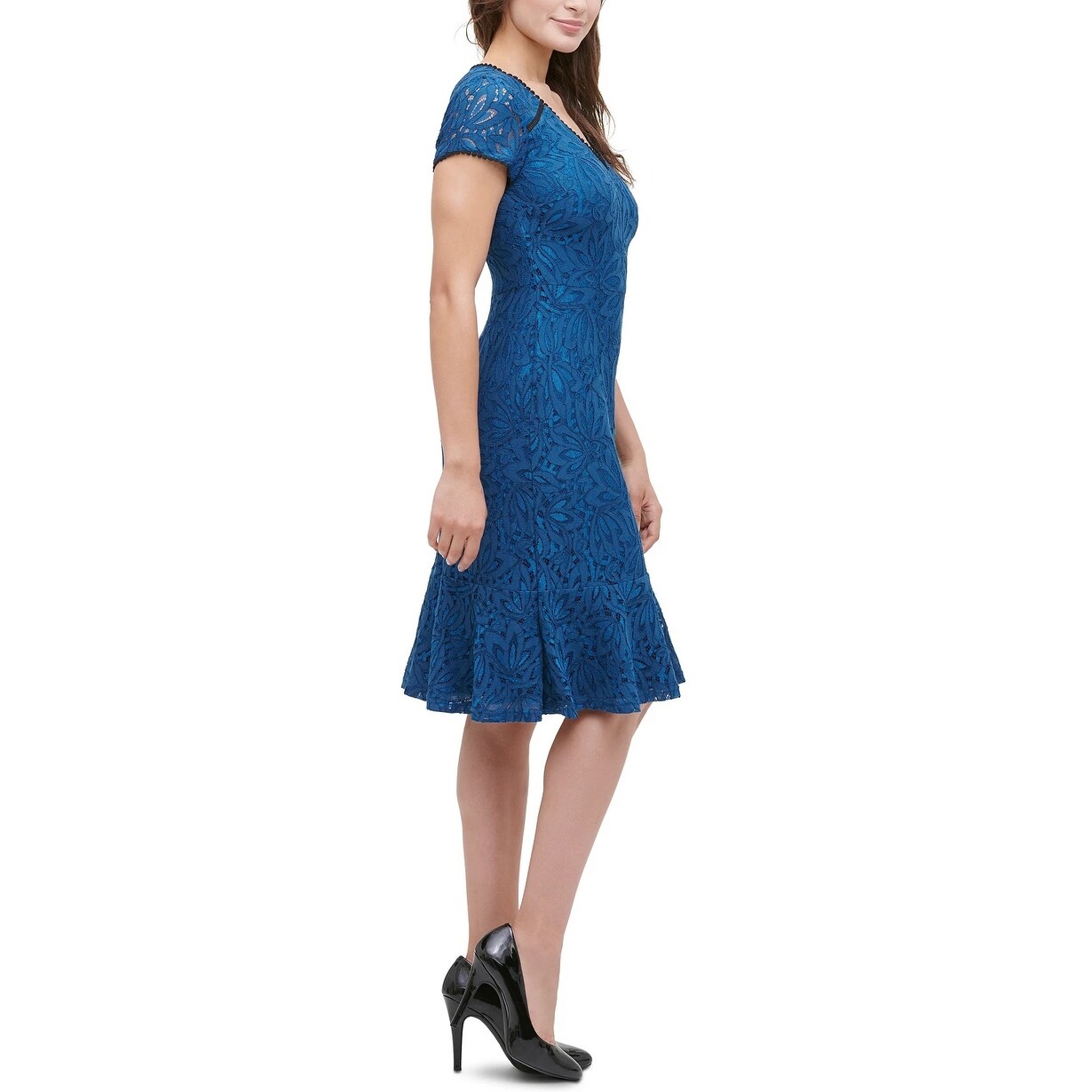 kensie Women's Lace Flounce Midi Dress Dark Green Size 10 - Bed Bath &  Beyond - 40561597